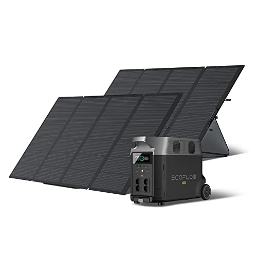 ECOFLOW Générateur solaire DELTA Pro 3.6KWh/3600W avec 2 x 400W panneau solaire sur balcon, centrale électrique portable pour la maison, le camping en plein air, le RV et l'urgence.