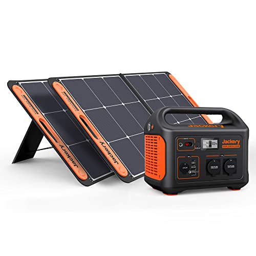 Générateur solaire 1000 Jackery, centrale électrique 1002Wh avec 2 panneaux solaires SolarSaga 100W, bloc batterie mobile au lithium, pour voyages en camping-car et situations d’urgence