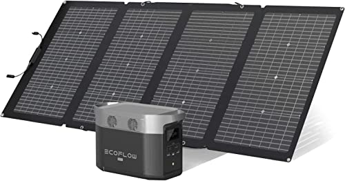ECOFLOW Delta Max Générateur solaire 1612Wh avec 220W panneau solaire sur balcon, 4 prises CA de 2000W (4600W en crête), générateur portable pour la maison, le camping, les véhicules de loisirs